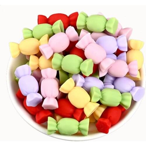 Julie Wang 10PCS Resin Cartoon Candy Charms Random Color Artificial Food Pendants Jewelry Making Accessory Decor