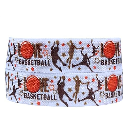 FLRA ElasticFLORA RIBBONS basketball printed fold over elastic ribbon