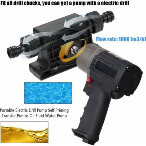 Portable Oil Pump Electric Drill Drives Oil Pump Portable Water Pump Mini Hand Self-priming Transfer Pumps With Two Connectors