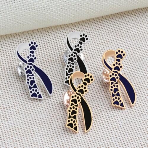 Black Print Ribbon Brooches Jewelry Gifts Cat Paw Pattern Enamel Pins Women Men Jewelry Clothes Lapel Pin badges backpack Gift