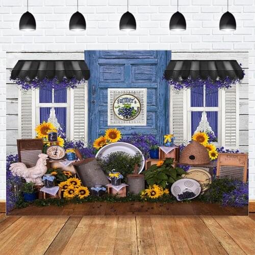 Farmers Market Photo Background Sunflower Lavender House Spring Wedding Bride Backdrop Kids Newborn Photographic Photo Studio