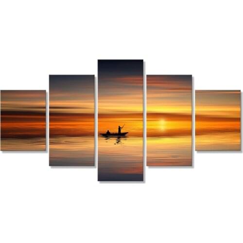 Artistic Sunset Canvas Printed Poster Home Decorative 5 Pieces Paintings Wall Art Pictures Living Room Modular