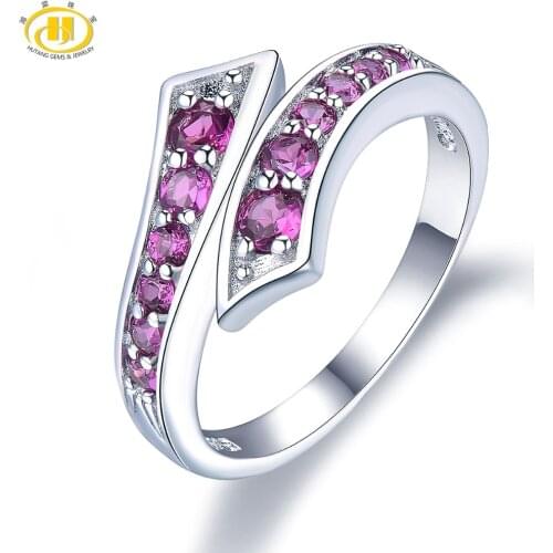 Hutang Engagement Ring Natural Stone Rhodolite Garnet Solid 925 Sterling Silver By Pass Gemstone for Women Fine Eelegant Jewelry