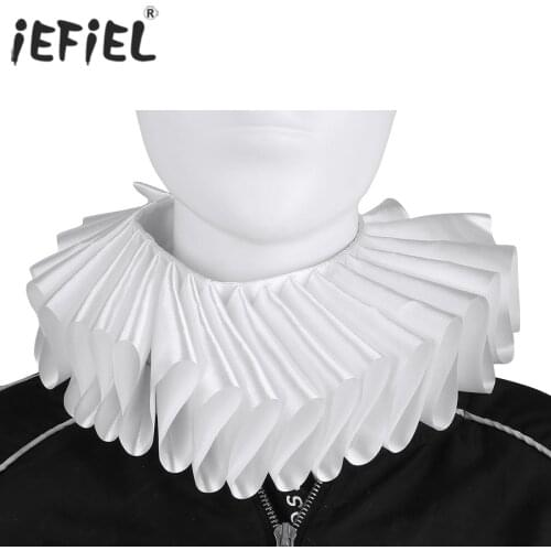IEFiEL Renaissance Elizabethan Ruffled Neck Collar Clown Satin Choker Victorian Costume Halloween Cosplay NightParty Accessories