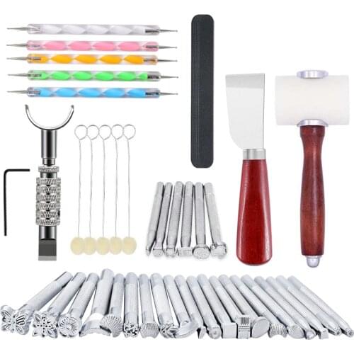 LMDZ Leather Carving Tool Kit, Saddle Making Tools Set, Swivel Knife, Leather Working Hammer, Cutting Knife, Wool Daubers