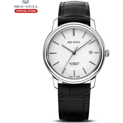 Seagull mens watch simple belt type single calendar waterproof mens watch ultra-thin automatic mechanical watch M201S