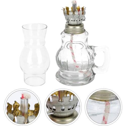Desktop Oil Lamp Retro Kerosene Lamp Handheld Oil Lantern Glass Kerosene Lamp