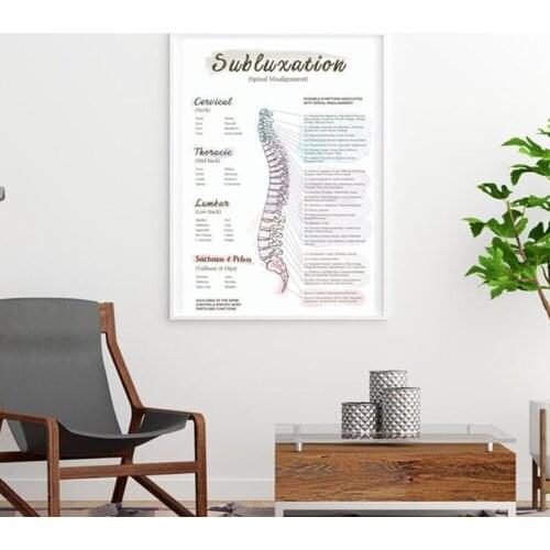 Spinal Column Chart Poster HUMAN Anatomy Subluxation Posters and Prints Canvas Painting Office Wall Art for Room Home Decoration
