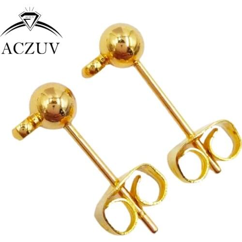 Gold Plated 1000pcs 3mm 4mm 5mm 6mm Ball Earring Post Pin with Butterfly Earring Backs Jewelry Findings Accessories PEP010