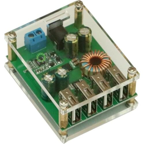 DC-DC 7-60 V to 5 V 5A 4 four USB Output down-converter Converter Pillow Power board module with case