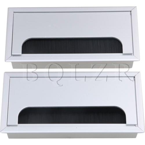 BQLZR 2 x Aluminum Alloy Computer Desk Rectangle Wire Cable Grommet Hole Cover