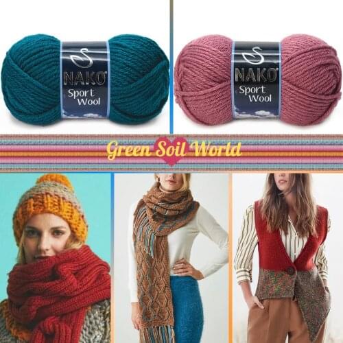 Wool Knitted Yarn - 26 Color Options 120 Meter (100gr) - Hand Knitting Ball - Nako Sport Wool - Multicolor - Pancho - Cardigan - Sweater - Hobby - Premium Acrylic - Vest - Scarf - Beanie - Booties - Beret - DIY