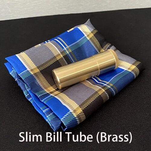Slim Bill Tube (Brass) Magic Tricks Close up Magia Signed Bill Appearing In Padlock Tube Magie Illusion Gimmick Props Magica