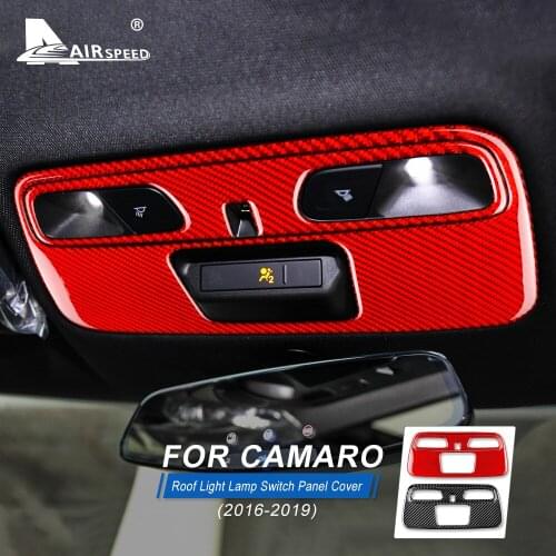 AIRSPEED Carbon Fiber for Chevrolet Camaro 2016 2017 2018 2019 Accessories Interior Trim Car Roof Light Lamp Switch Panel Cover