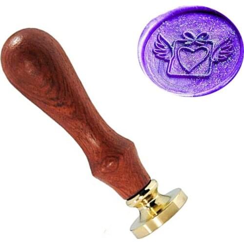 Vintage Envelope Love Heart Wings Bowknot Custom Picture Wedding Invitation Wax Seal Sealing Stamp Sticks Spoon Gift Box Set Kit