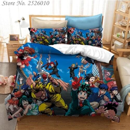 Japan Anime My Hero Academia 3D Bedding Set Children Character Printed Duvet Cover Set Bed Linens Twin Full Queen King 05
