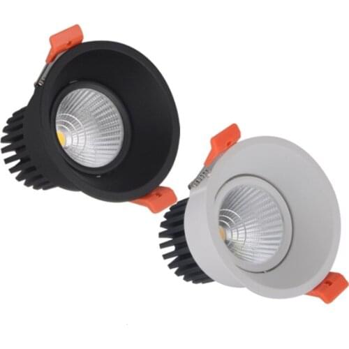 Dimmable LED Downlight Anti Glare 9W 12W 85-265V COB LED DownLights Dimmable Spot Recessed Down Light Bulb White Black body