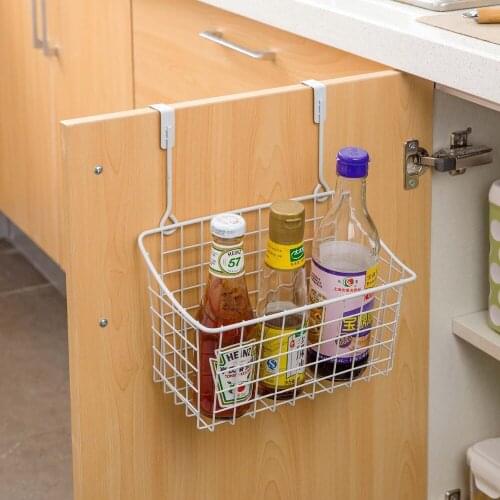Iron Kitchen Cabinet Hanging Storage Basket Spice Rack Sundries Holder Storage Shelf Door Hanger Kitchen Organizer