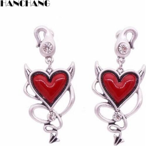 Retro Gothic Enamel Red Heart Stud Earrings for Girls Women Jewelry Fashion Earring Punk Accessories Ear Studs