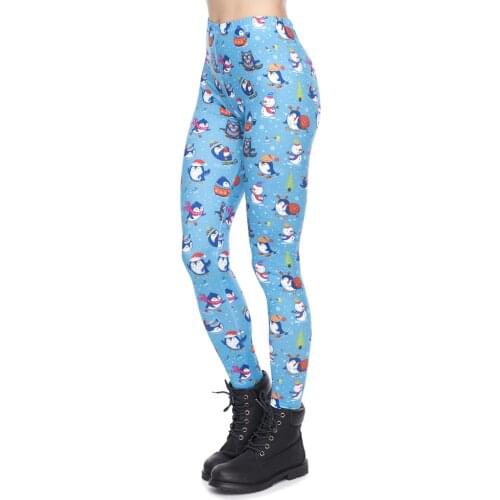 Christmas Series Women Legging Penguins Winter Fun Printing Fitness Leggings Slim High Waist Woman Pants