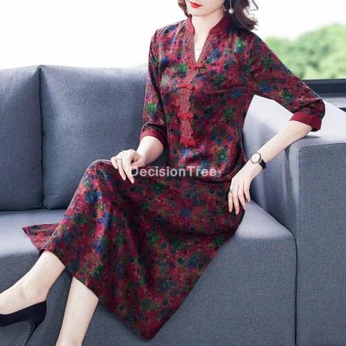 2021 womens chiffon mesh cheongsam dress traditional chinese dress vintage qipao dress vestido elegant party dress cheongsam