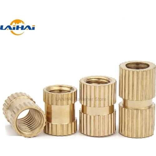 10/25/50pcs M2 M2.5 M3 M4 M5 M6 M8 M10 Solid Brass Pure Copper Metric Thread Injection Molding Knurl Insert Nut Nutsert Embedded