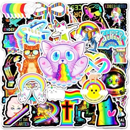 50/100PCS Colorful Rainbow Aesthetics Stickers Skateboard Motorcycle Laptop Guitar Phone Cool Graffiti Stickers Decal Kid Toy