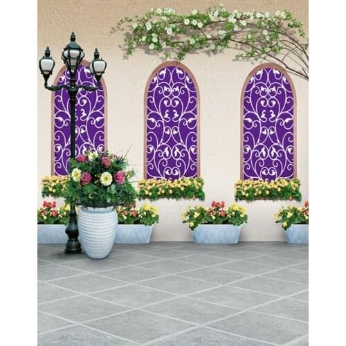 5x7ft Purple Window Flowers Photography Backdrops Photo Props Studio Background