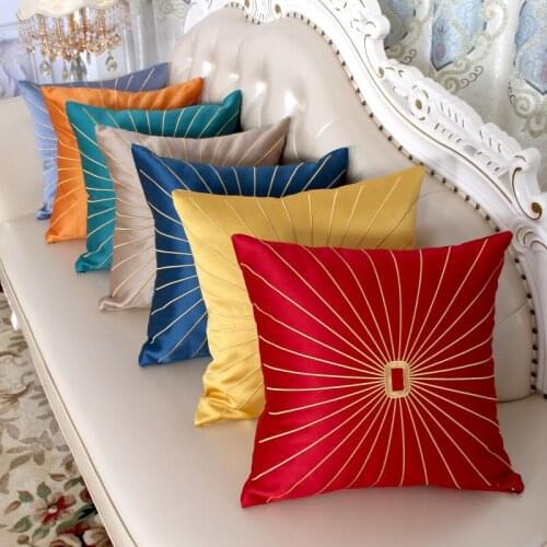 Geometric Embroidery Sun Pillow Cushion Cover Luxury Cool Summer Pillow Case Simple Nodic Pillowcase Sofa Home Decoration