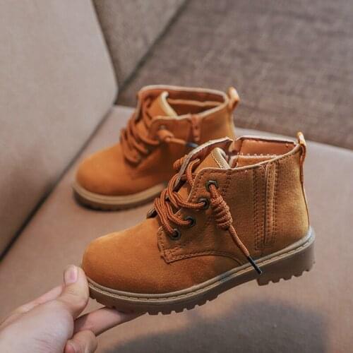 Childrens shoes childrens English Martin boots boys plus velvet warm boots girls boots childrens shoes boots warm boots