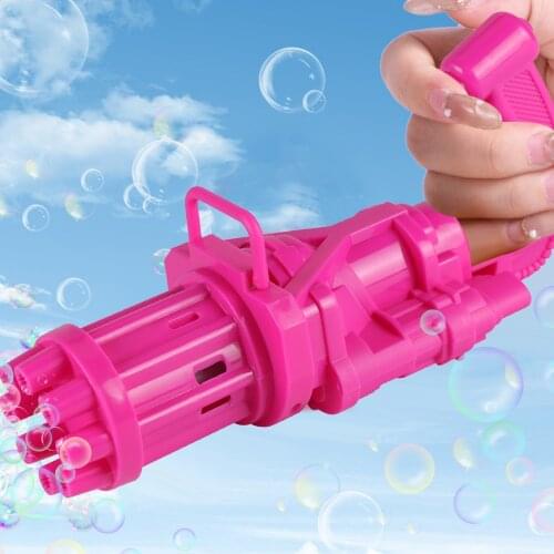 2-in-1 Kids Automatic Gatling Bubble Gun Toys Summer Soap Water Bubble Machine Electric Bubble Machine For Children Gift
