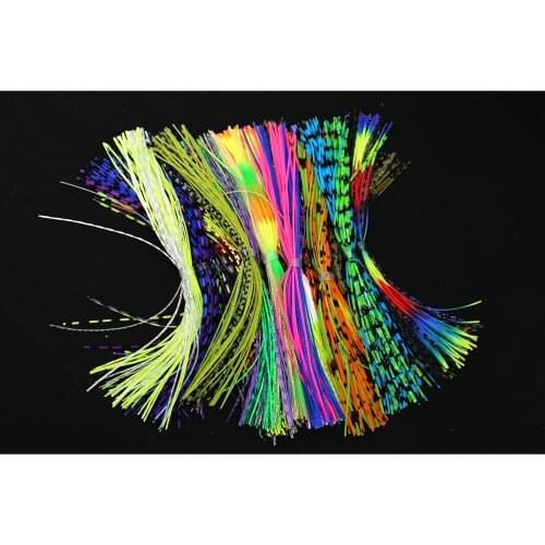 Tigofly 18 bundles/pack 12cm Double Color Silicone Skirts Legs Spinner Bait Squid Rubber Thread Fly Tying Materials