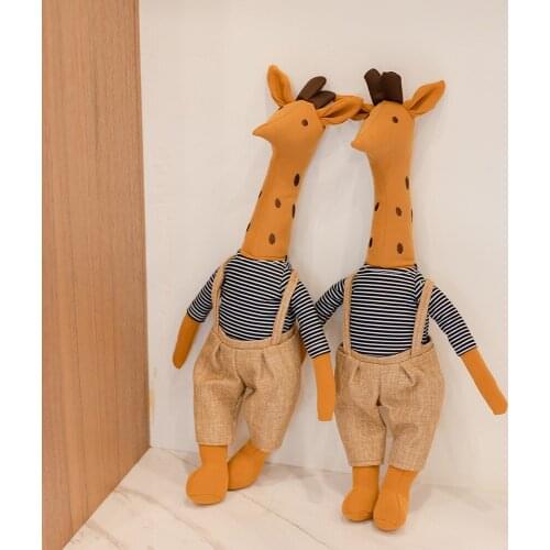 INS 45CM Hot Sale Mr.Giraffe Super Stuffed Animals Giraffe With Clothes Soft Cartoon Cute Dolls For Kids Birthday Gifts