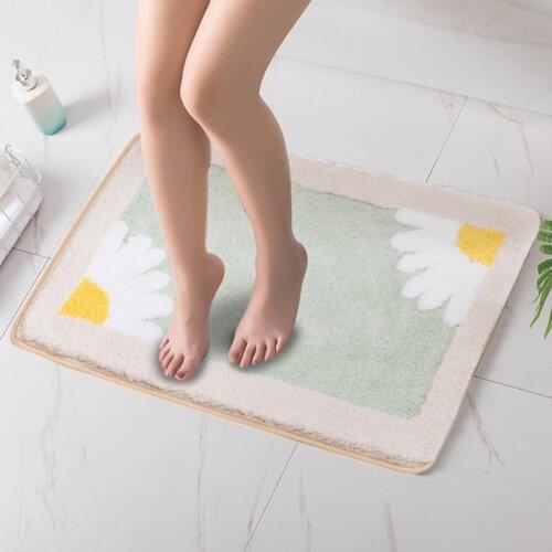 Easy to Clean Fashion Water Drains Bath Mat Carpet Polyester Bathroom Mats Washable for Washing Room