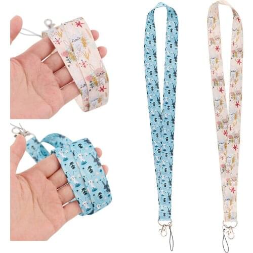 Cute Cartoon Rabbit Animal Lanyard Keys Phone Holder Neck Strap With Keyring Id Card Hang Rope