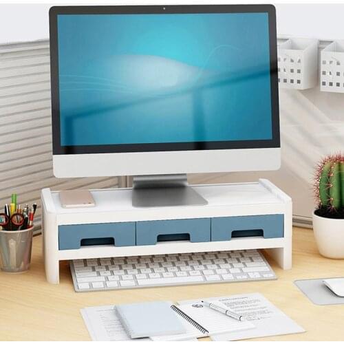 Multifunction Computer Keyboard Storage Holders Stationery Pen Book Sundries Rack With Drawer Home Office Organize Accessories