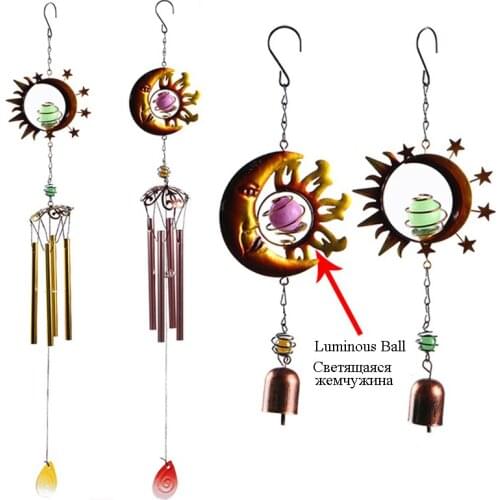 Fashion Outdoor Garden Porch Balcony Home Decoration Luminous Wind Bells Ornament Beautiful Sun Moon Wind Chimes For Kids Gift