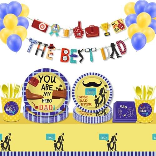 You are My Hero Dad Disposable Tableware Sets for Father Day Party Birthday Party Decoration Happy Fathers Day Party Favors