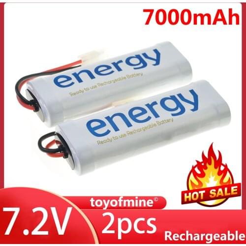 2x Energy 7.2V 7000mAh Ni-Mh Rechargeable Batteries RC Tamiya Plug White