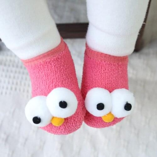 Autumn Winter Baby Socks Cute Big Eyes Soft Plush Newborn Boys Girls Anti-slip Floor Socks 0-3Y Toddler Socks