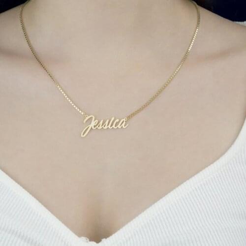 Personalized custom name stainless steel necklace letter necklace 2021 simple trend new mens and womens jewelry gifts