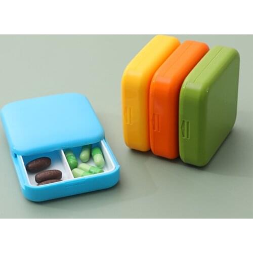 Portable Pill Cases Travel Dispen Storage Container Colorful Drug Dispenser 2 Grid Medicine Pills Box Tablets Storage Organizer