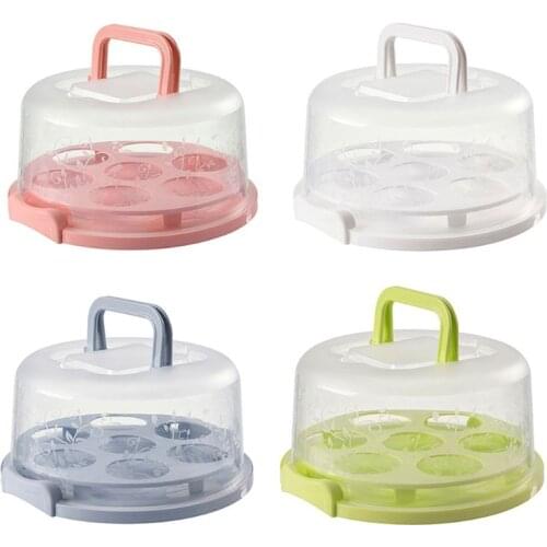 Portable Plastic Round Sealed buckle Cupcake Container Dessert Cake Storage Box Kitchen Supply for travel or home use
