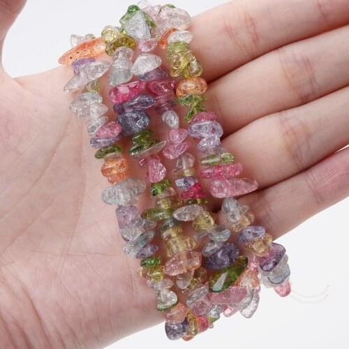 Natural Irregular Colorful Burst Crystal Stone Bead for Jewelry Making DIY Charm Bracelet Necklace Accessories 15'' /Strand