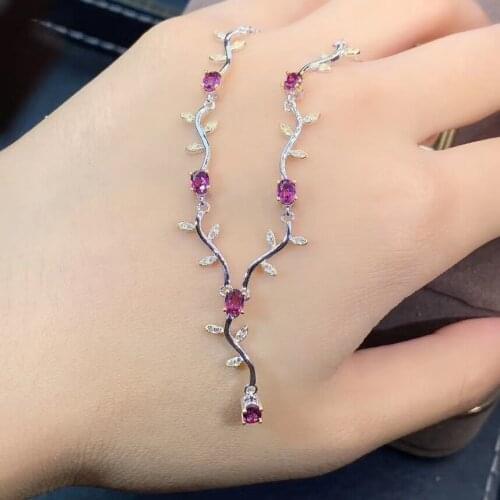 Luxury Branches Natural red garnet gemstone Pendant necklace S925 silver Natural gem necklace woman wedding gift jewelery
