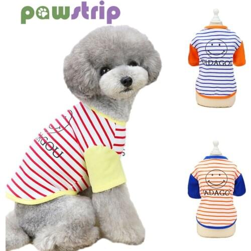 S-XXL Summer Pet Dog Tshirt Soft Breathable Puppy Shirt Smile Stripe Small Dogs Clothes for Chihuahua Pomeranian Ropa Para Perro