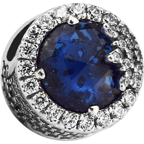 Blue Crystals Dazzling Snowflake Charm S925 Silver Beads for Jewelry Making Fit Bracelets Necklaces DIY 02623B