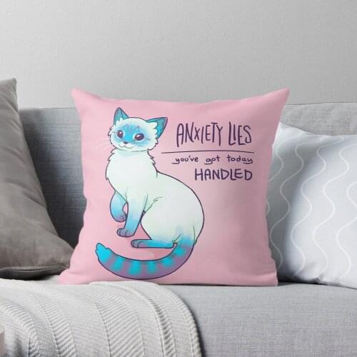 ANXIETY LIES Magical Lynx Point Siamese Cat Throw Pillow Cushion Cover Polyester Throw Pillows Case On Sofa Home Car Seat Decor