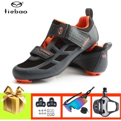 Tiebao Road cycling shoes add bicycle pedals sunglasses triathlon self-locking breathable sapatilha ciclismo ultra-light sneaker