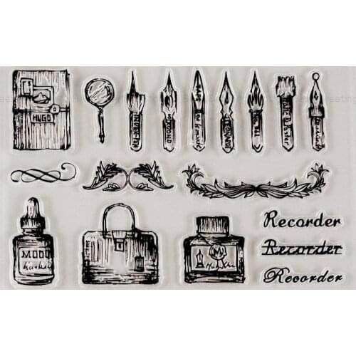 Vintage Pen Nibs Stamps Pen and Ink Traveler Notebook Recorder Stamps Planner planner Journal Stamps